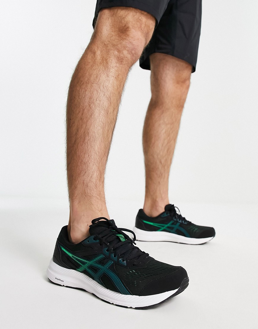 Asics Running Gel-Contend 8 Trainers In Black And Green