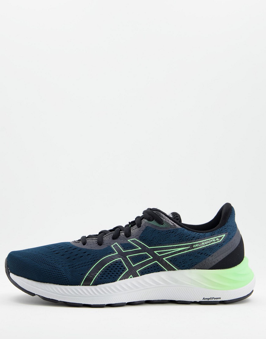 Asics Running Gel-Excite 8 trainers in black and green