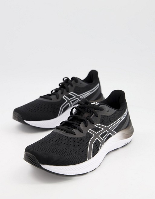 Asics Running Gel-Excite 8 trainers in black and white
