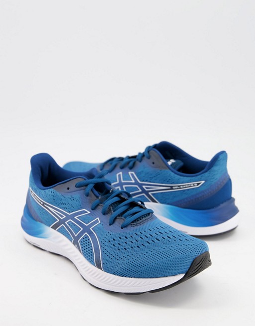 Asics Running Gel Excite 8 trainers in blue and white