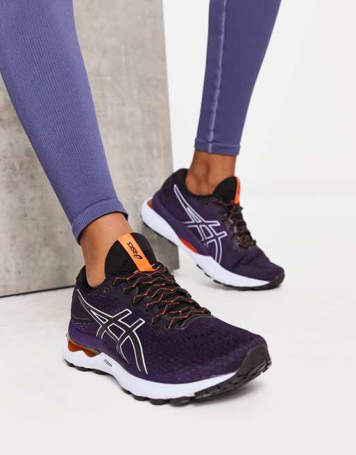 Purple asics store running shoes