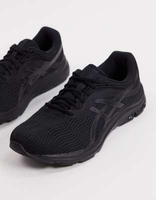 asics all black trainers