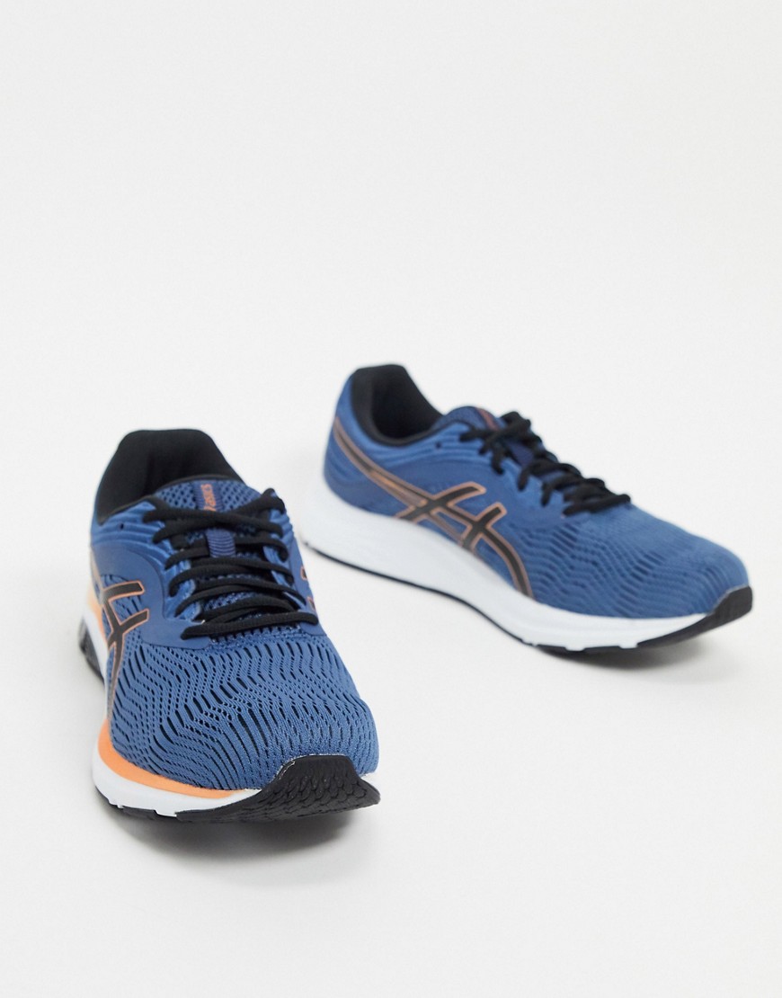 Asics Running gel pulse 11 trainers in blue and orange