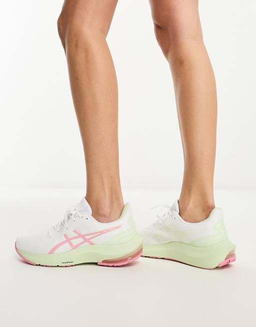 Asics Running Gel-Pulse 14 trainers with pink logo in white |