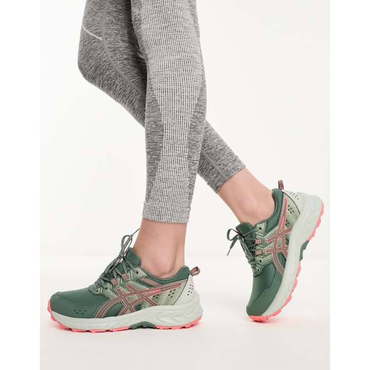 Asics Running Gel Venture 9 Sneaker in Khaki und Rosa mit dicker Sohle ASOS