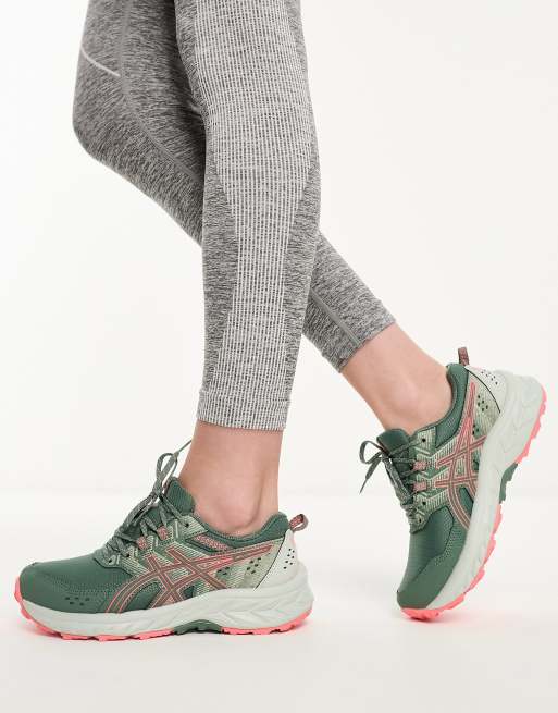 Asics Running Gel Venture 9 Sneaker in Khaki und Rosa mit dicker Sohle ASOS