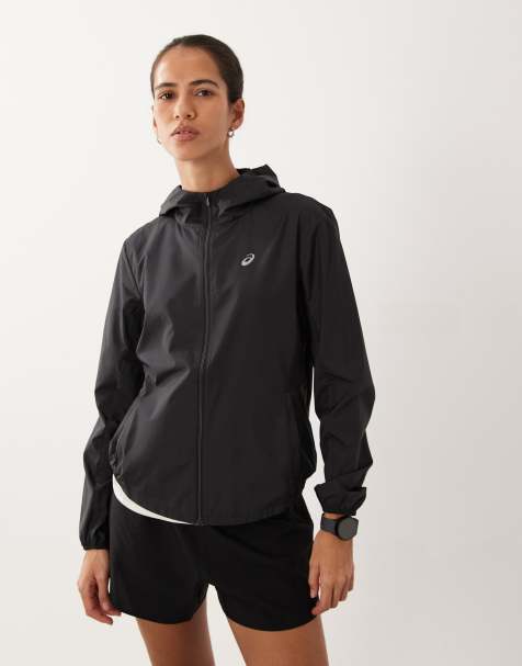 Asics running lightweight jacket in black - view 1
