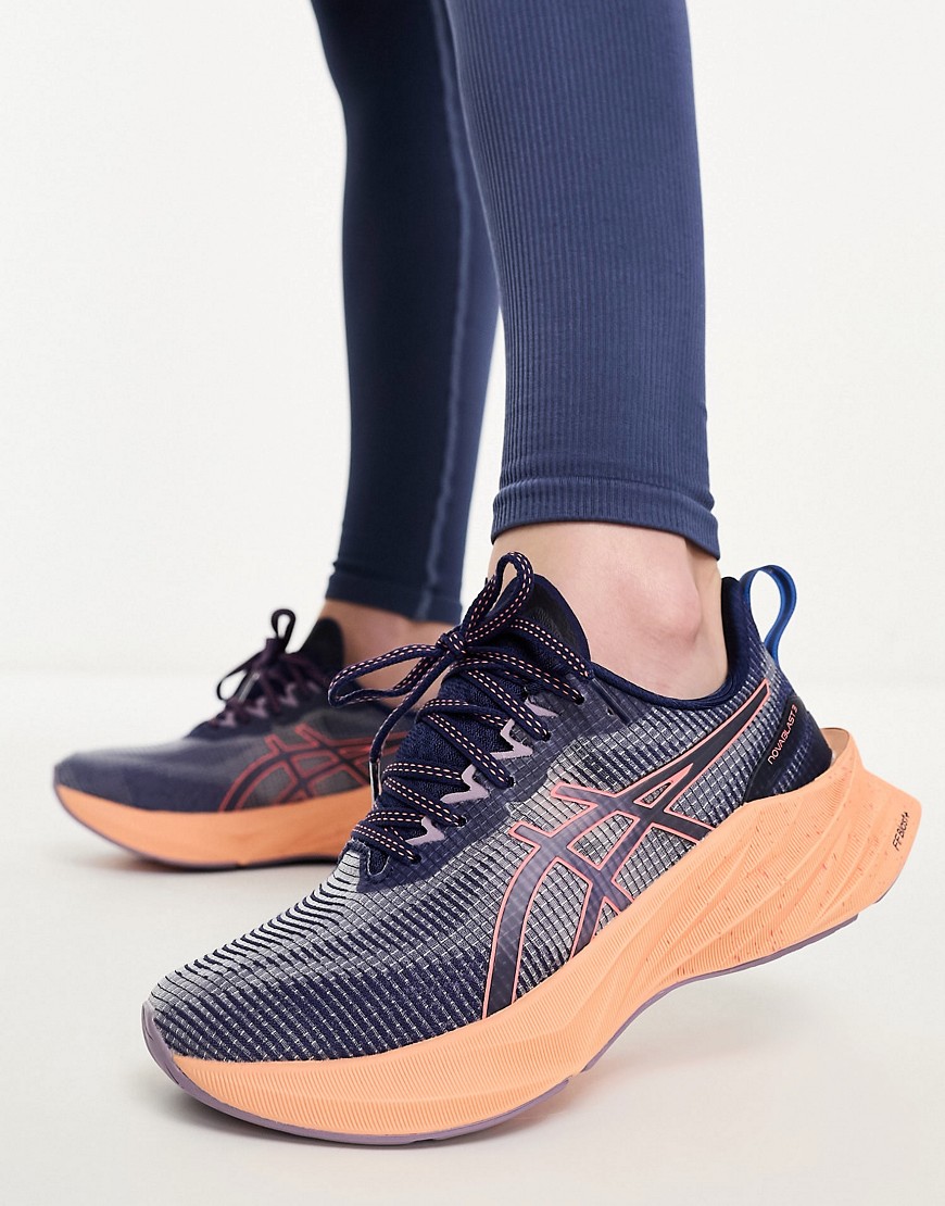 Asics Running Novablast 3 LE chunky trainers with contrast sole in purple and orange-Grey