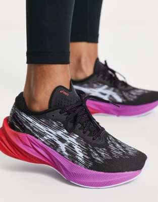 Asics Running Novablast 3 trainers in black and pink  - ASOS Price Checker