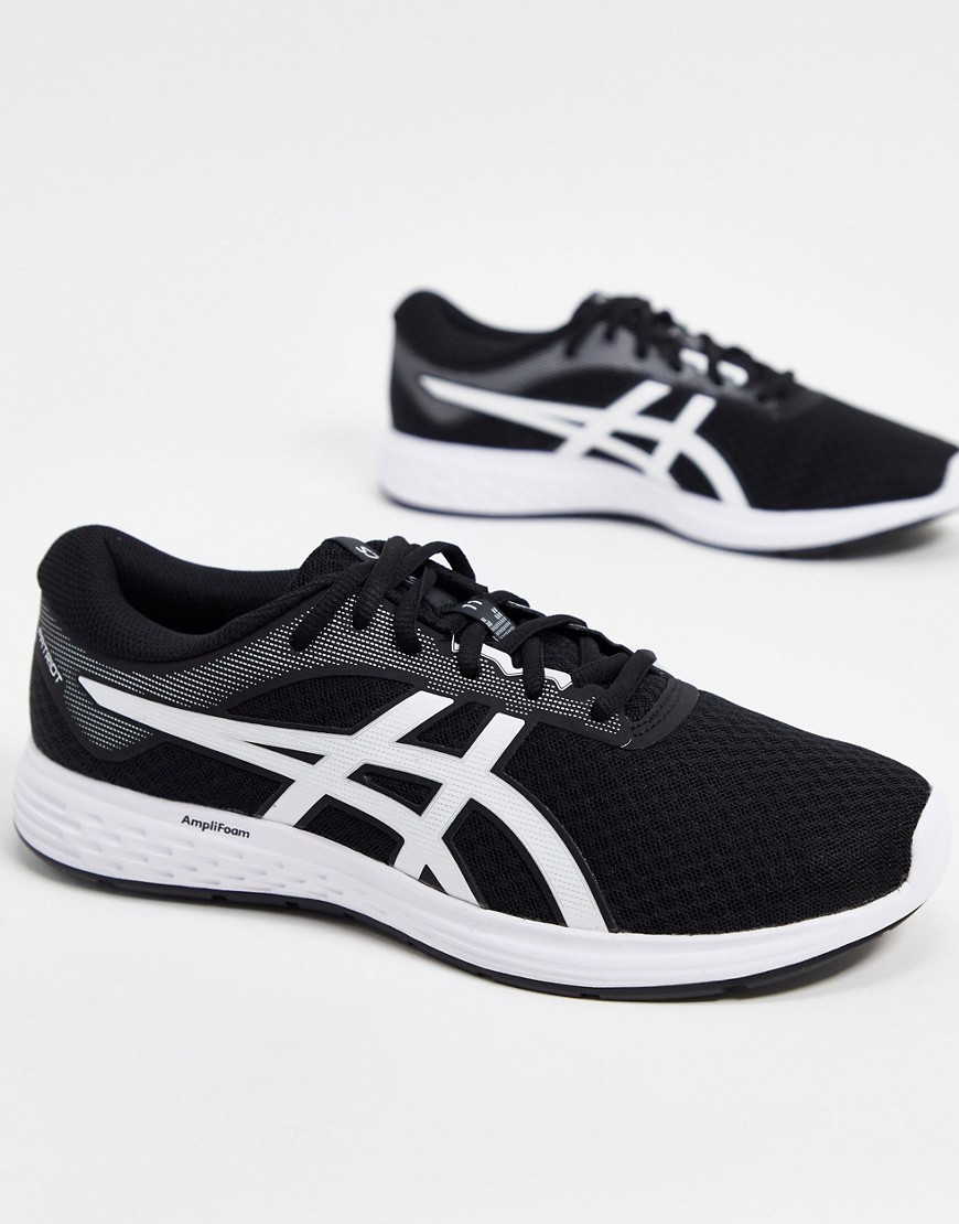 Asics Running Patriot 11 trainers in black and white-Navy