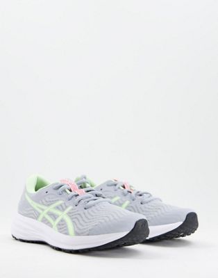 Asics Running Patriot 12 trainers in grey and lime