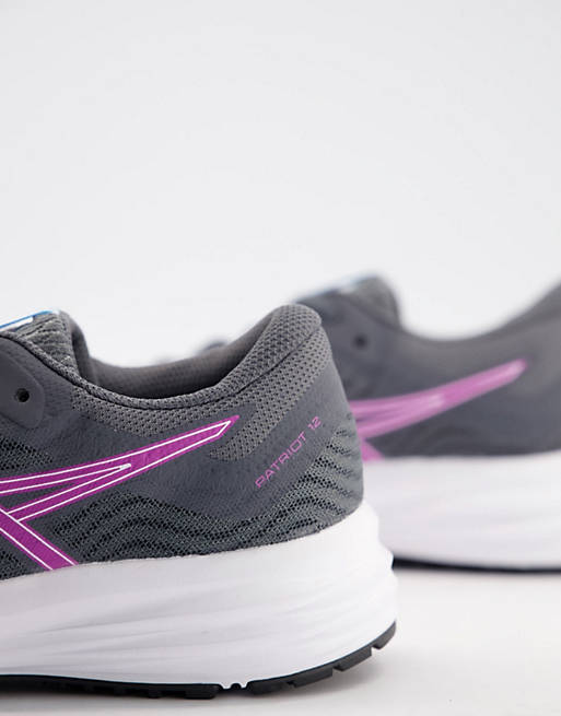  Asics Running Patriot 12 trainers in grey and purple 