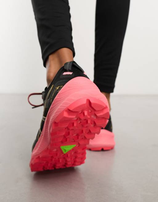 Asics trainers clearance black and pink