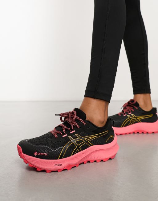 Black and pink asics running deals shoes