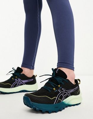 Asics Trabuco 11 trail running trainers with contrast sole in black