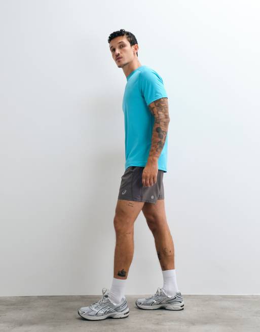 Asics short sleeve running t-shirt in aqua blue, 2 of 5