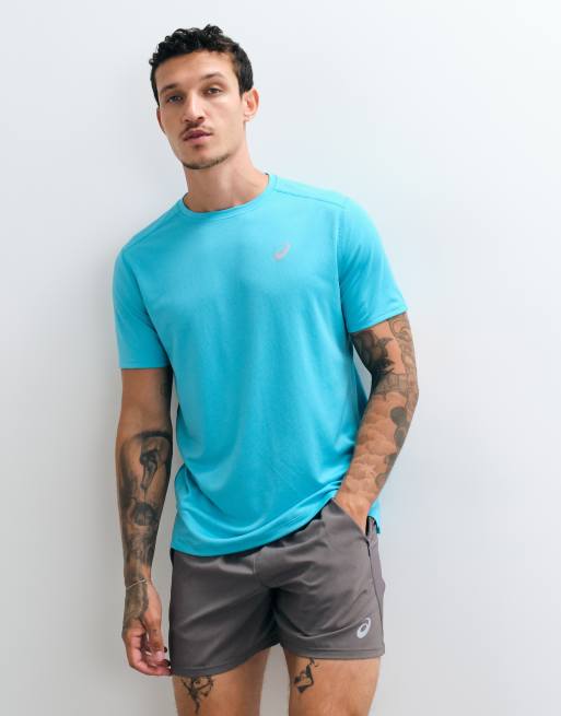 Asics short sleeve running t-shirt in aqua blue, 3 of 5