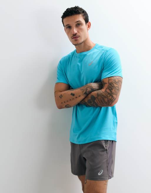 Asics short sleeve running t-shirt in aqua blue, 5 of 5