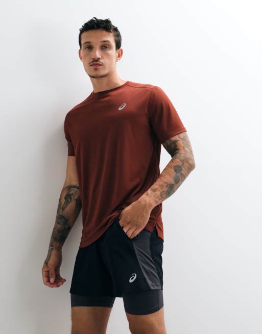 Asics short sleeve running t-shirt in burnt red, 4 of 5