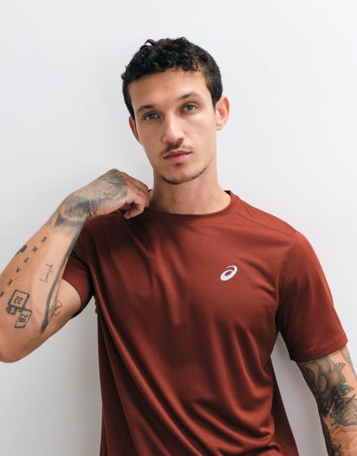 Asics short sleeve running t-shirt in burnt red, 5 of 5