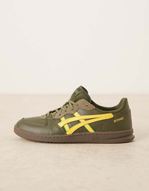 Asics Skyhand Og trainers in olive green and tai-chi yellow, 2 of 5