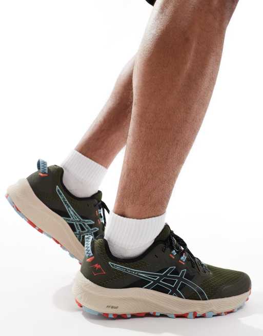 Asics Trabuco Terra 2 trail running trainers in khaki and blue, 5 of 5