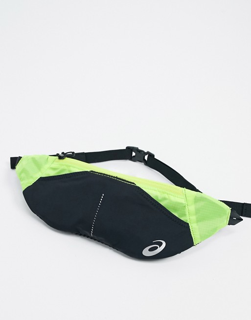 Asics waist pouch in black with contrast panel
