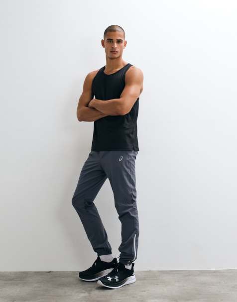 Asics woven running trousers in grey - view 1