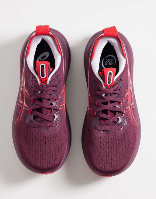 Asics - zapatillas de running Gel-Nimbus 28 en morado y rojo, 3 de 5