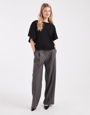 Asos Design Asod Design Heavy Weight Rib Crew Tee With Waterfall Sleeve In Multi