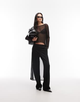 Asos Design Asod Design Mesh Longline Cape Top In Black