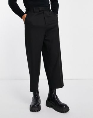 ASOS DESIGN wide culotte smart trousers in black