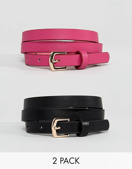 ASOS 2 Pack Hot Pink and Black Waist & Hip Belts
