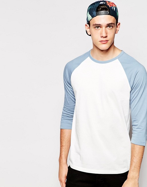 ASOS | ASOS 3/4 Sleeve T-Shirt With Contrast Raglan Sleeves