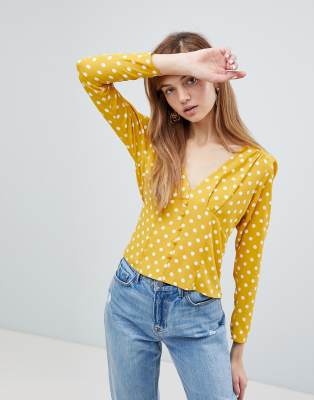 mustard spotty blouse