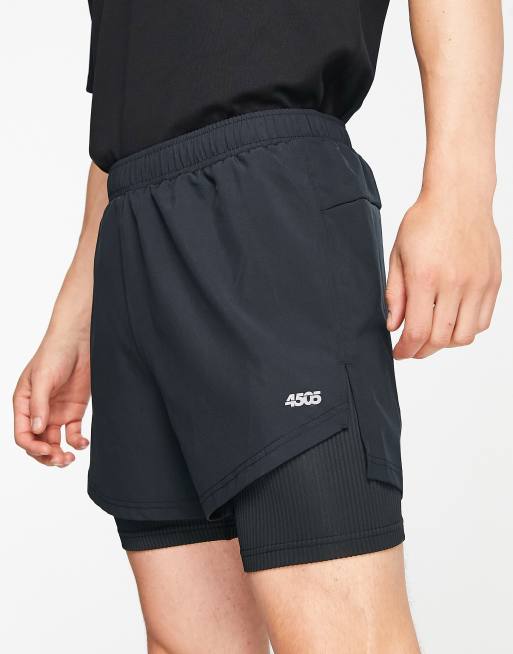 ASOS 4505 running 2 in 1 running shorts and leggings in black