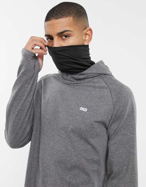 ASOS 4505 hoodie with neck warmer in black