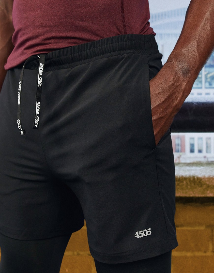 ASOS 4505 2-in-1 training shorts and tights-Black