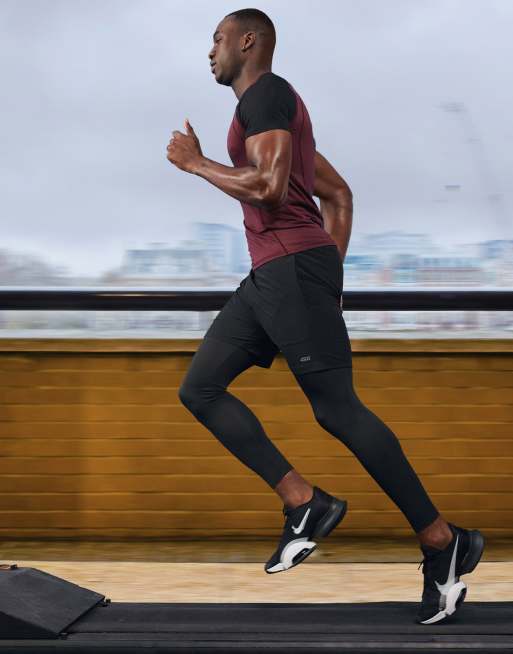 ASOS 4505 running 2 in 1 running shorts and leggings in black