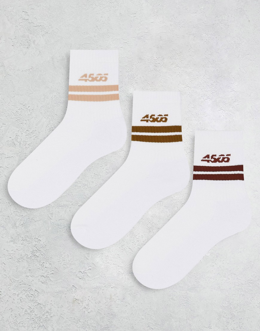 ASOS 4505 3-pack crew socks with stripe detail and antibacterial finish-Multi