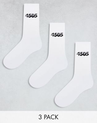 Asos Design 4505 3 Pack Sport Socks In White