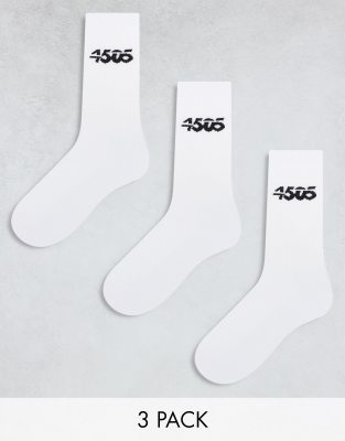 Asos Design 4505 3 Pack Sport Socks In White