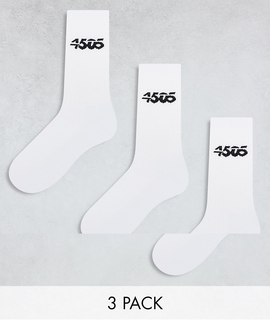 4505 3 pack sport socks in white