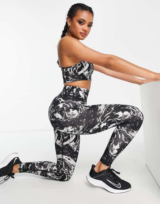 Nike Pro Training Blue Marble Print Legging, ASOS