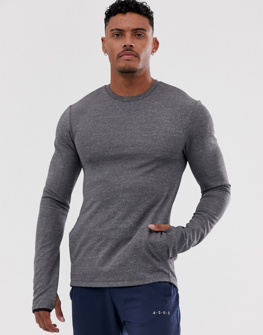 ASOS 4505 - Aansluitend sweatshirt in gemeleerd grijs