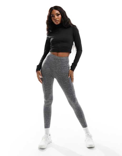 ASOS 4505 Icon running tie waist gym legging with phone pocket in gloss  black