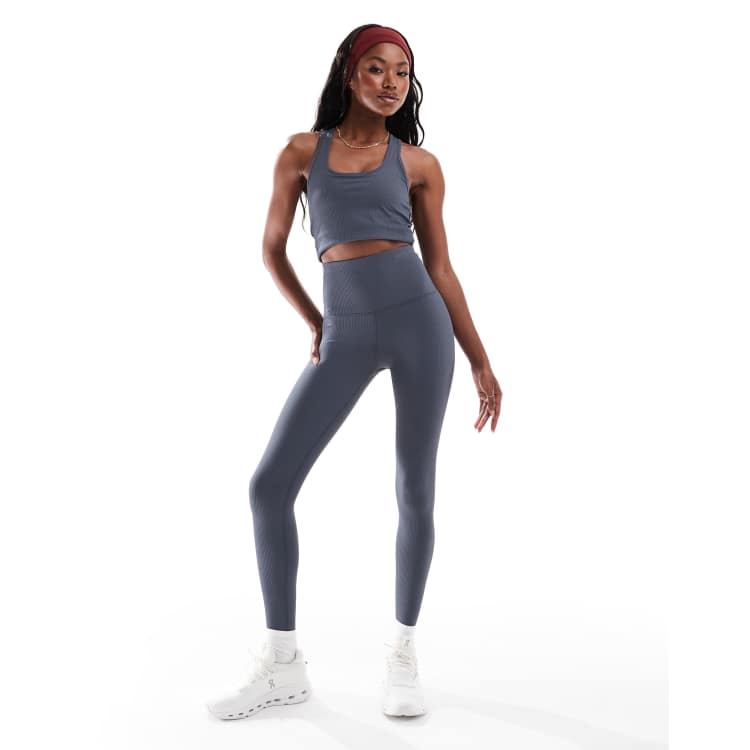 ASOS 4505 active rib high waist gym leggings in navy ASOS