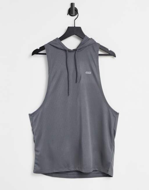 ASOS 4505 – Ärmelloses Sport-T-Shirt mit Logo, Kapuze und tiefen Armausschnitten 