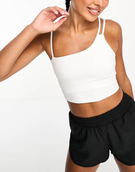 ASOS 4505 asymmetric singlet with inner support in white 