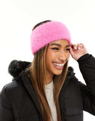 ASOS 4505 Ski fluffy headband in pink - ASOS Price Checker
